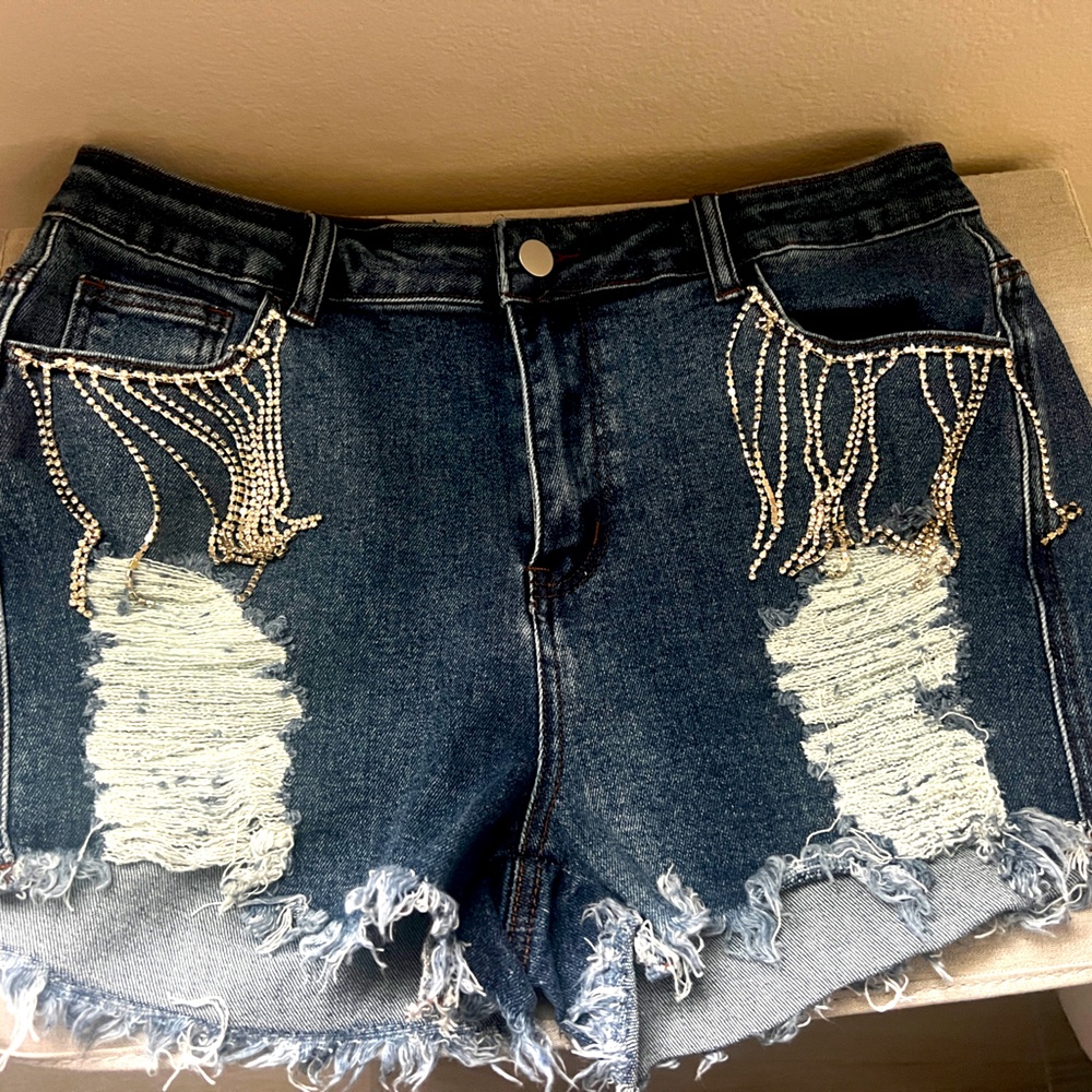 Rhinestone shorts size L, NWT